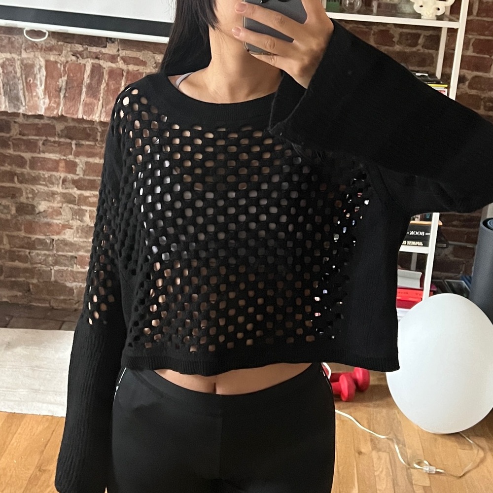 Cutout fishnet Dorothee Schumacher Virgin wool 100% black knit